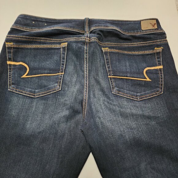 American Eagle Dark Wash Stretch Denim Mid Rise Kick Boot Jeans - Picture 3 of 9